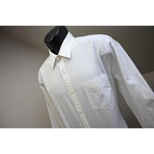 J Crew Dress Shirt 80's 2PLY White Front Pocket Button Up Long Sleeve Mens Large